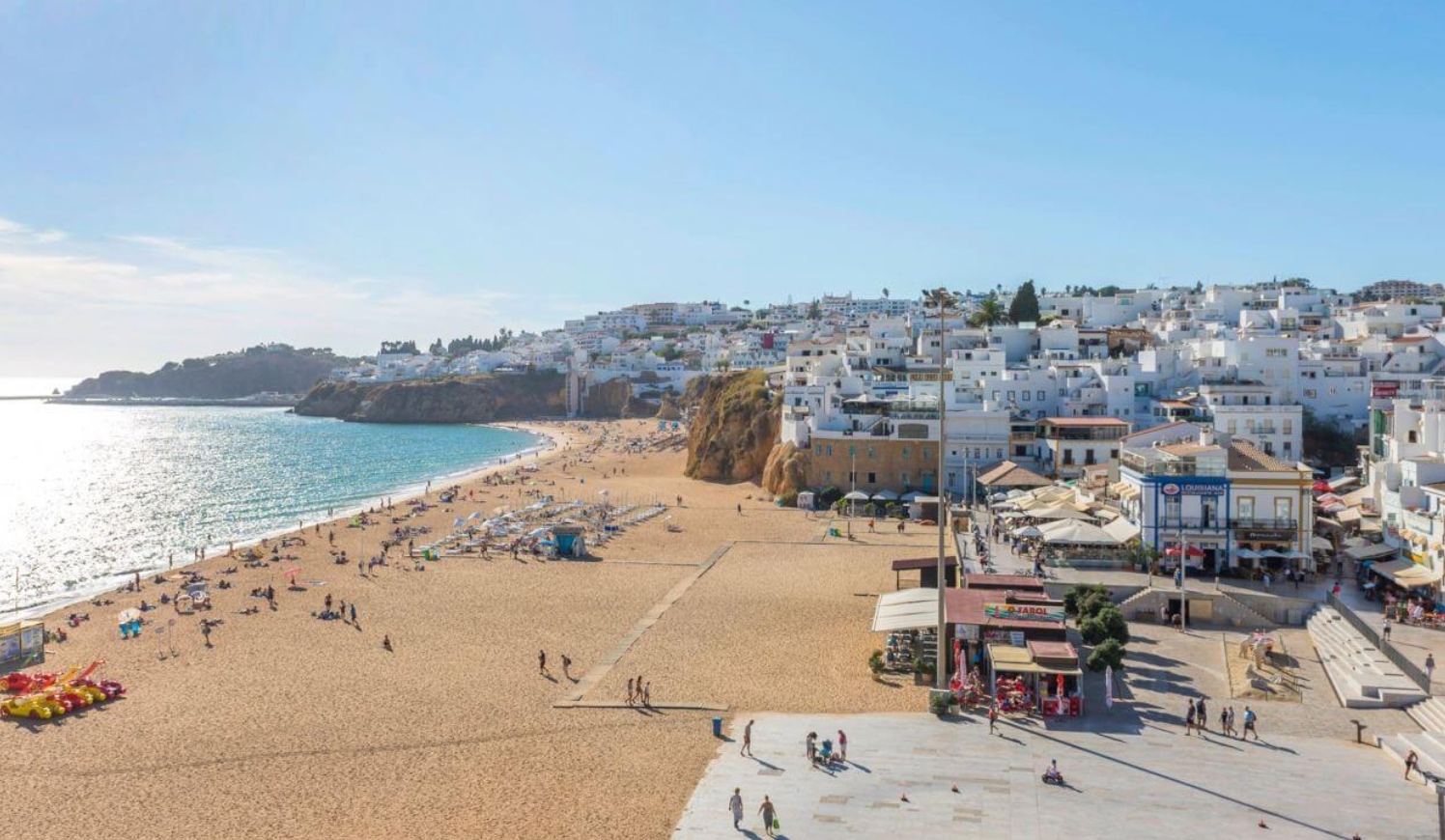 Albufeira beach and town aerial — AL licence requirements for villa owners