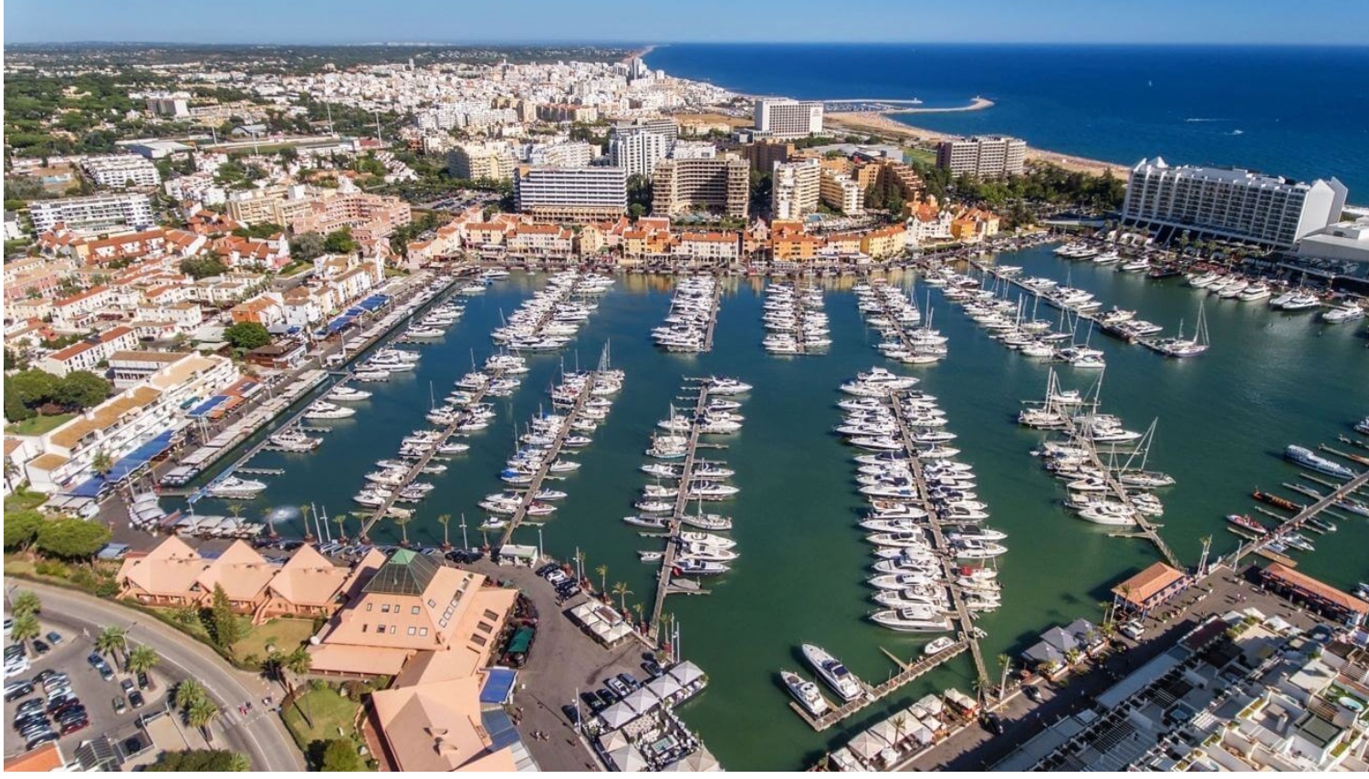 Vilamoura marina aerial view — one of the highest AL concentrations in Loulé municipality