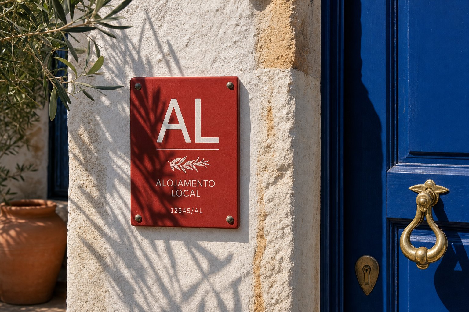 Alojamento Local requirements guide — AL plaque on a Portuguese villa entrance